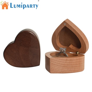 Lumiparty กล่องไม้ใส่แหวน ฟองน้ํา รูปหัวใจ โรแมนติก แบบพกพา สําหรับงานแต่งงาน