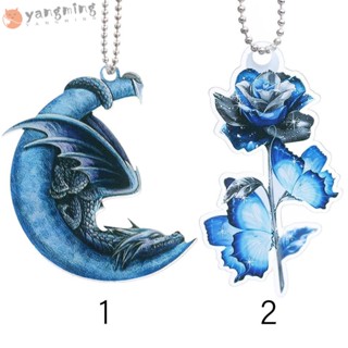 Yangming จี้ดอกกุหลาบ มังกร สีฟ้า เครื่องประดับ สําหรับตกแต่งภายในรถยนต์