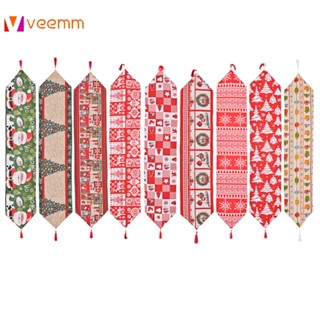 Waterclor ลายสก๊อตลายคริสต์มาสต้นไม้ Merry Xmas Table Runner, ตามฤดูกาลวันหยุดฤดูหนาวห้องครัวตกแต่งโต๊ะรับประทานอาหารสำหรับในร่มกลางแจ้งอุปกรณ์ตกแต่งงานปาร์ตี้ที่บ้าน 13X72 นิ้ว veemm