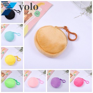 Yolo กระเป๋าใส่เหรียญ หูฟัง ทรงกลม มีซิป สีพื้น สไตล์เกาหลี สําหรับผู้หญิง และผู้ชาย