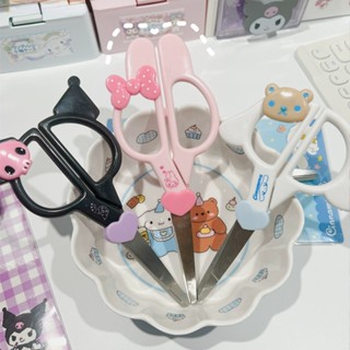 กรรไกรสแตนเลส ลายการ์ตูน Sanrio Kuromi Cinnamoroll สําหรับตกแต่งสมุดไดอารี่ เครื่องเขียนนักเรียน DIY