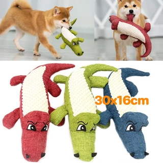 พร้อมส่ง🐶ของเล่นตุ๊กตาจระเข้ 30cm มันทำให้เกิดเสียง ผ้าลินิน ทําความสะอาดฟัน ตุ๊กตาสัตว์เลี้ยง สัตว์เลี้ยงเคี้ยวของเล่น