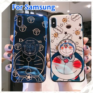 เคสโทรศัพท์มือถือแบบนิ่ม กันกระแทก ลายการ์ตูนโดเรม่อน พร้อมที่ตั้งวาง แฟชั่น สําหรับ samsung Galaxy S23 S22 ultra S21 S20 S10 S9 S8 Plus Note 8 9 10 pro 20 ultra