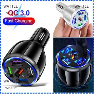 Wattle อะแดปเตอร์ชาร์จเร็ว 5 USB 5V 9V 12V สําหรับรถยนต์