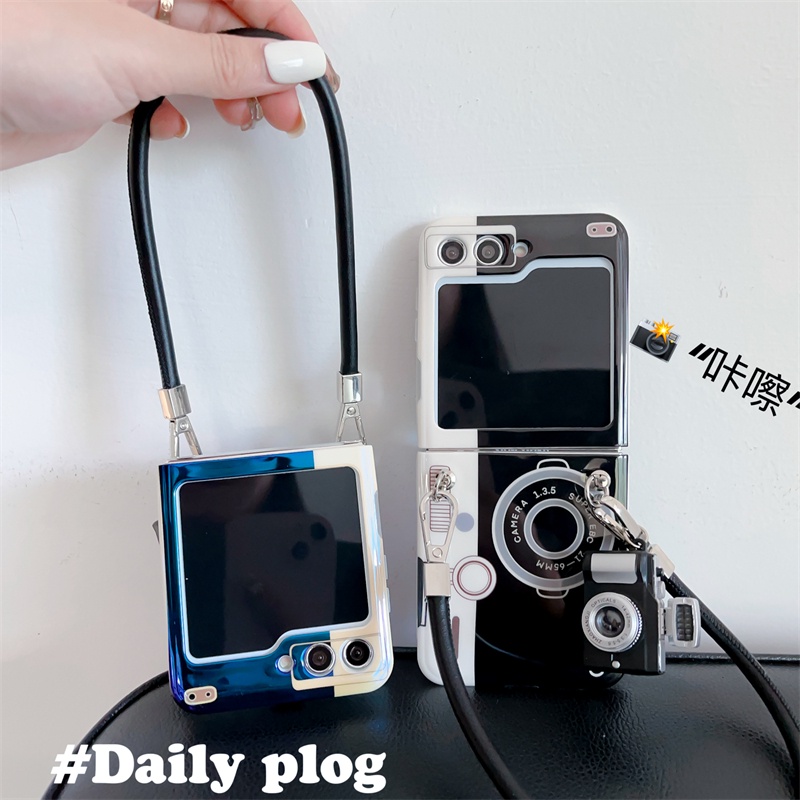 Fold Case สําหรับ SAMSUNG Z Flip6 Flip5 Flip4 Flip3 Casing สําหรับสาวกันกระแทกเลนส์ป้องกันการ์ตูนกรณี (BYS96-G)