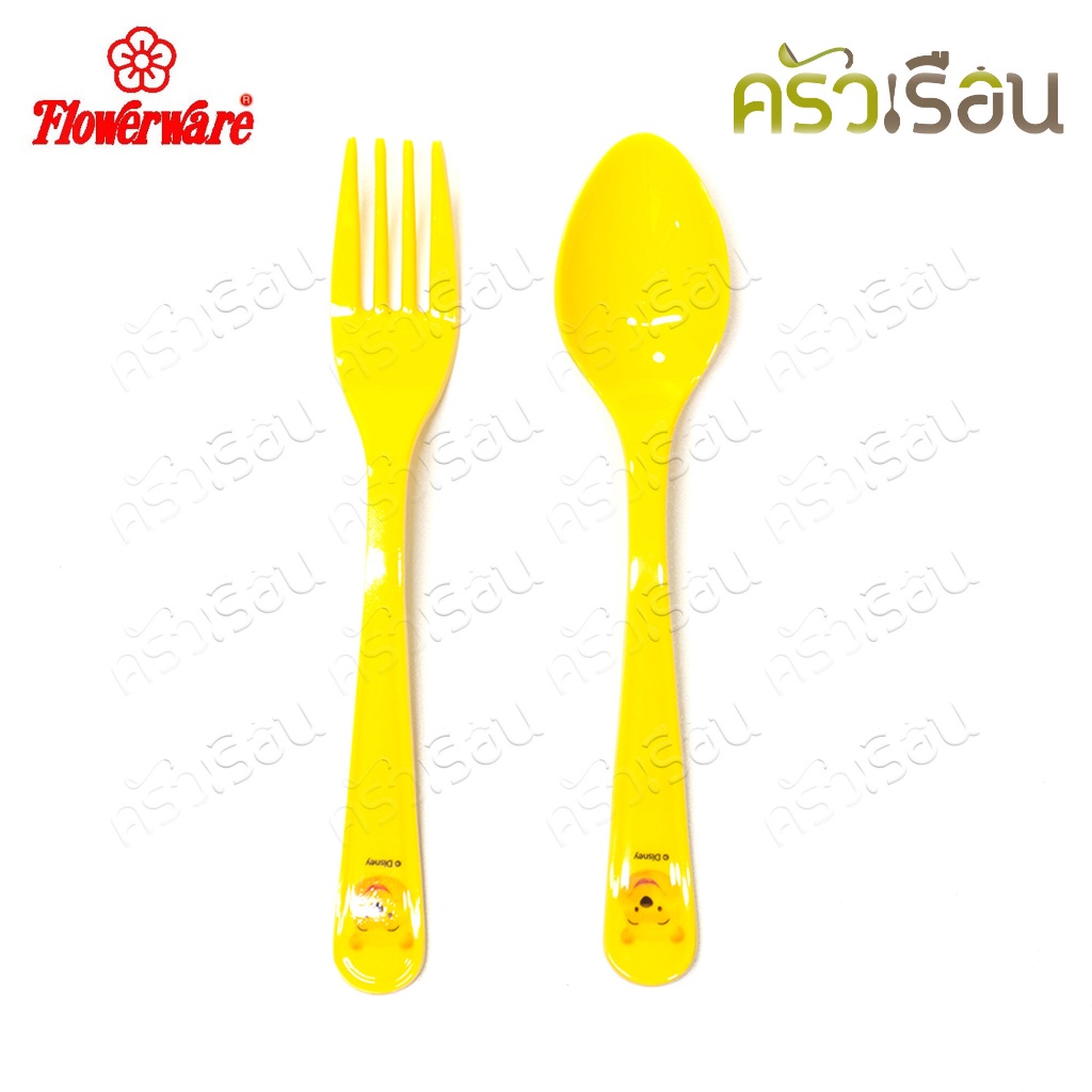 Flowerware ชุดช้อนส้อม ลายหมีพูห์ ขนาด 6.25 นิ้ว SP/F2359