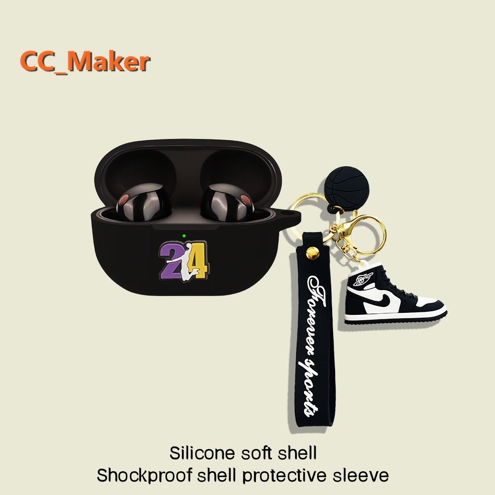 For Sony WF-1000XM5 Case Cartoon Sesame Street Creative Shoes Keychain Pendant Sony WF-1000XM5 Silic