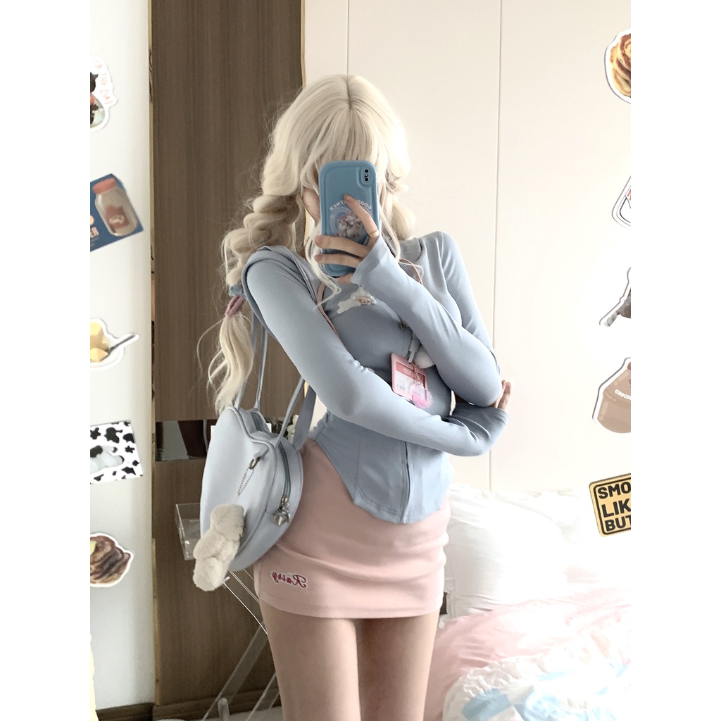 Sinsingirl Girl Coconut/Girl ว ่ ายน ้ ํา Pavilion ฤดูใบไม ้ ร ่ วง Blue Skinny Top ครีมกันแดดเสื ้ อกระโปรงสะโพกกีฬา Hot Girl Suit
