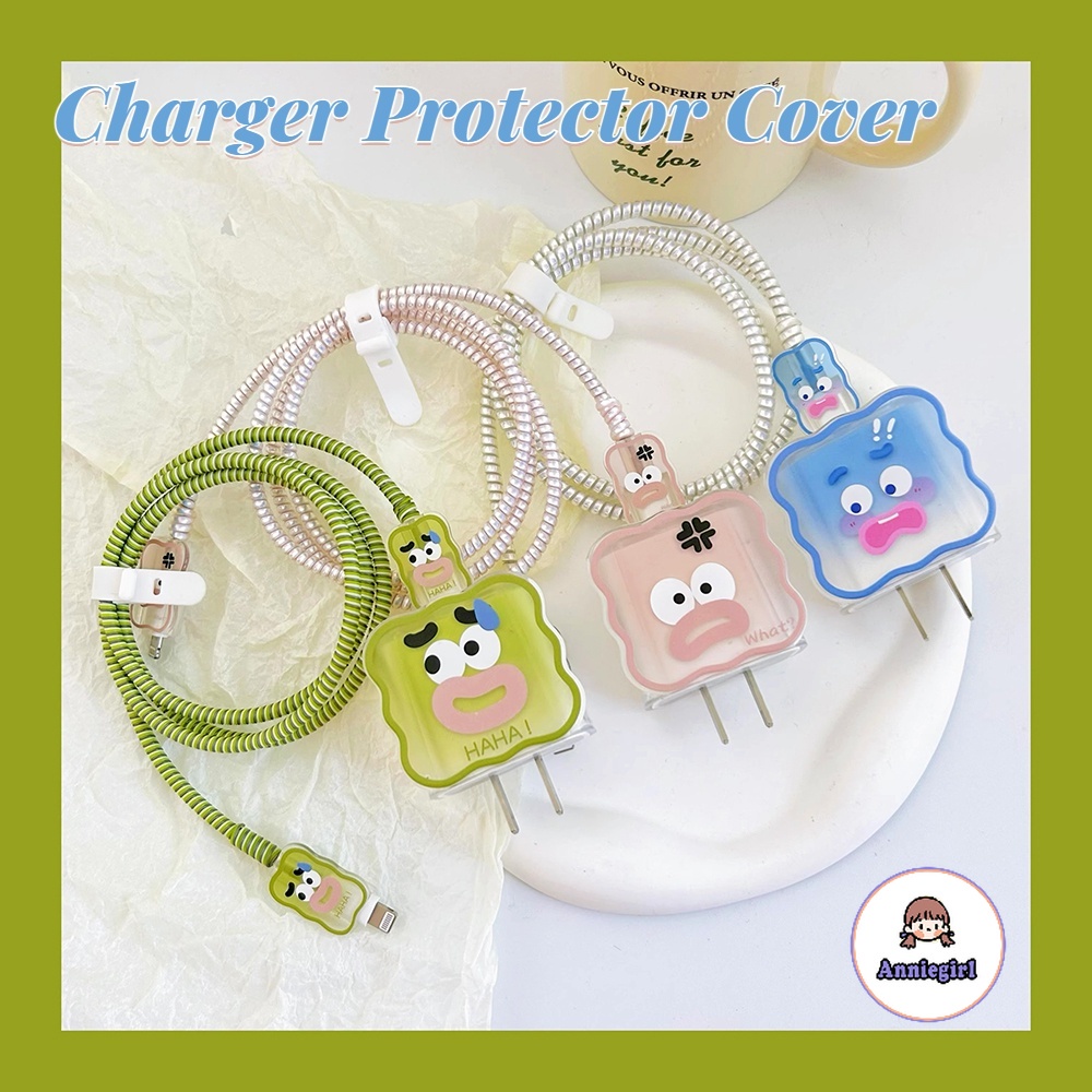 น่ารัก ตลก อิโมจิ ตัวป้องกัน ที่ชาร์จ สําหรับ 18 / 20W แอปเปิ้ล ที่ชาร์จ แฟชั่น ที่ม้วนเก็บสายเคเบิล ตัวป้องกัน สําหรับ USB / Type-C