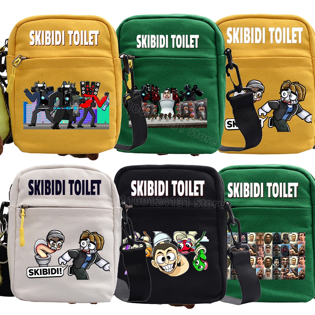 Skibidi กระเป๋าสะพายไหล่ ผ้าแคนวาส ทรงสี่เหลี่ยม ขนาดเล็ก ลายเกมน่ารัก เหมาะกับของขวัญวันเกิด คริสต์มาส สําหรับเด็กผู้หญิง และเด็กผู้ชาย