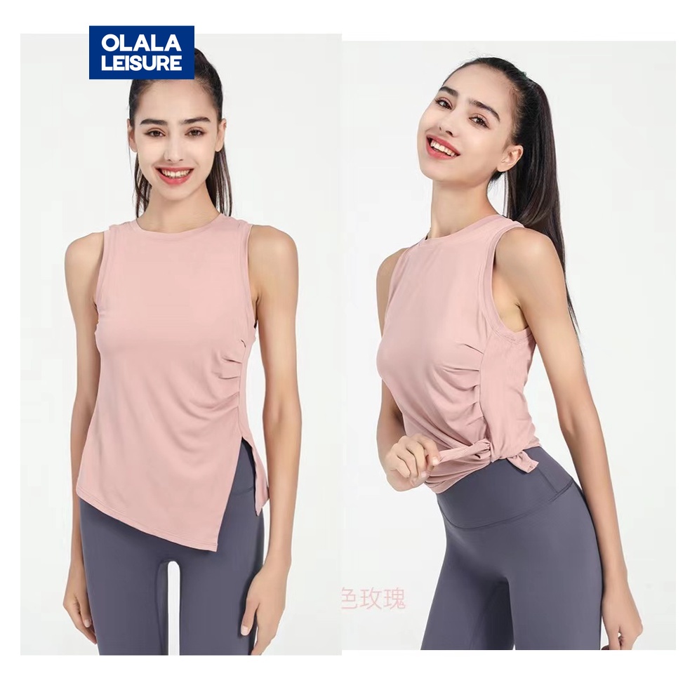 OLALA LEISURE เสื้อยืดแขนกุดลําลอง แบบแห้งเร็ว เหมาะกับการเล่นโยคะ ฟิตเนส แฟชั่นฤดูร้อน สําหรับผู้หญิง YY YD136