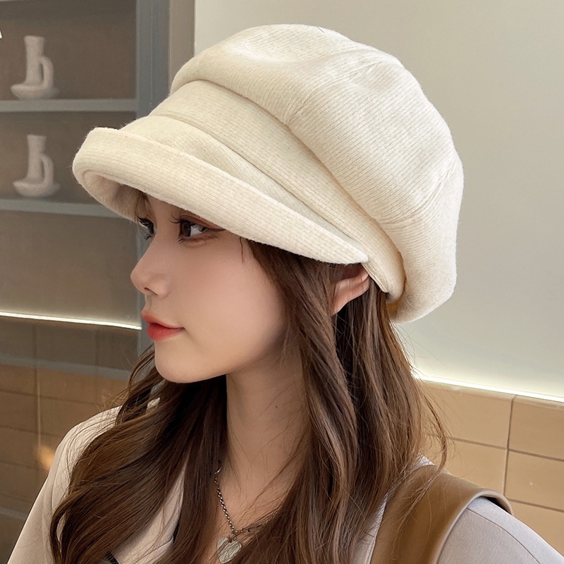 หมวกเบเร่ต์ ทรงแปดเหลี่ยม เข้ากับทุกการแต่งกาย แฟชั่นฤดูใบไม้ร่วง และฤดูหนาว สไตล์อังกฤษเรโทร