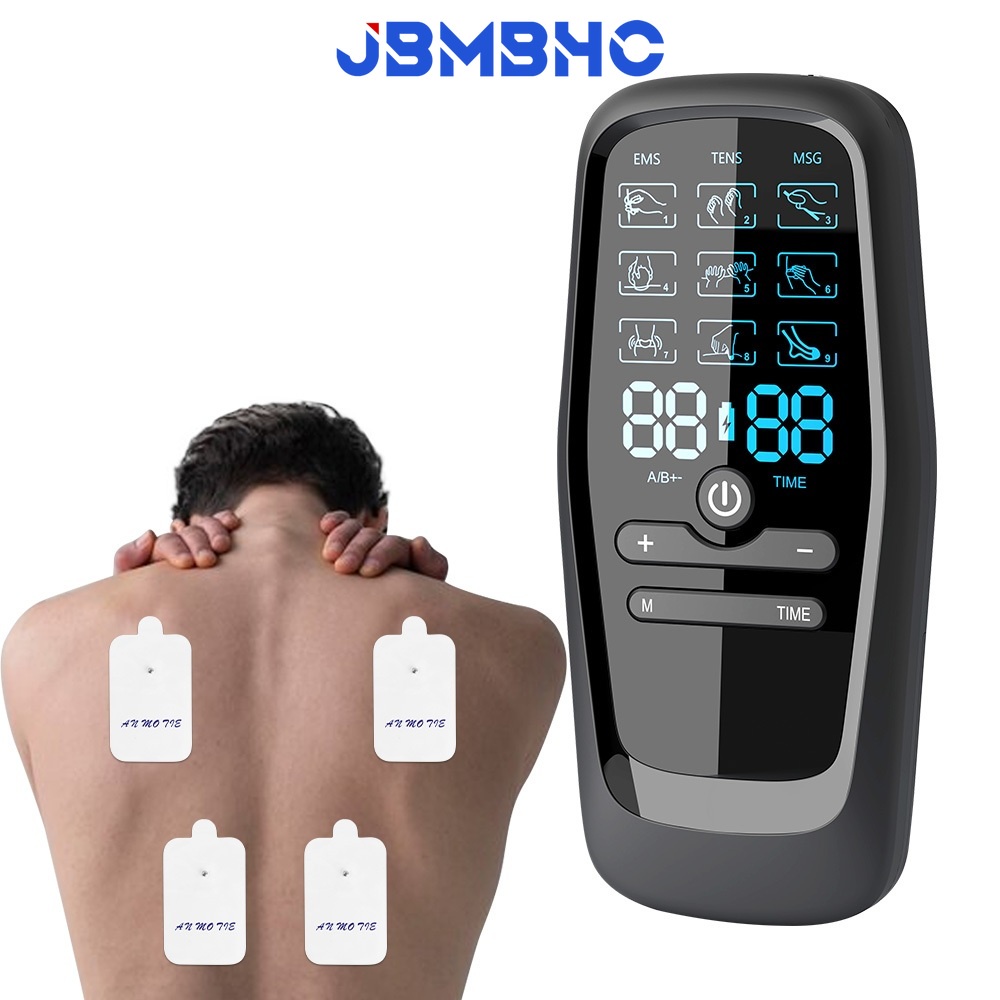 เครื่องนวดร่างกายไฟฟ้า ปรับได้ 9 โหมด ชาร์จ USB กระตุ้นกล้ามเนื้อ สําหรับคอ หลัง ไหล่ บรรเทาอาการปวด