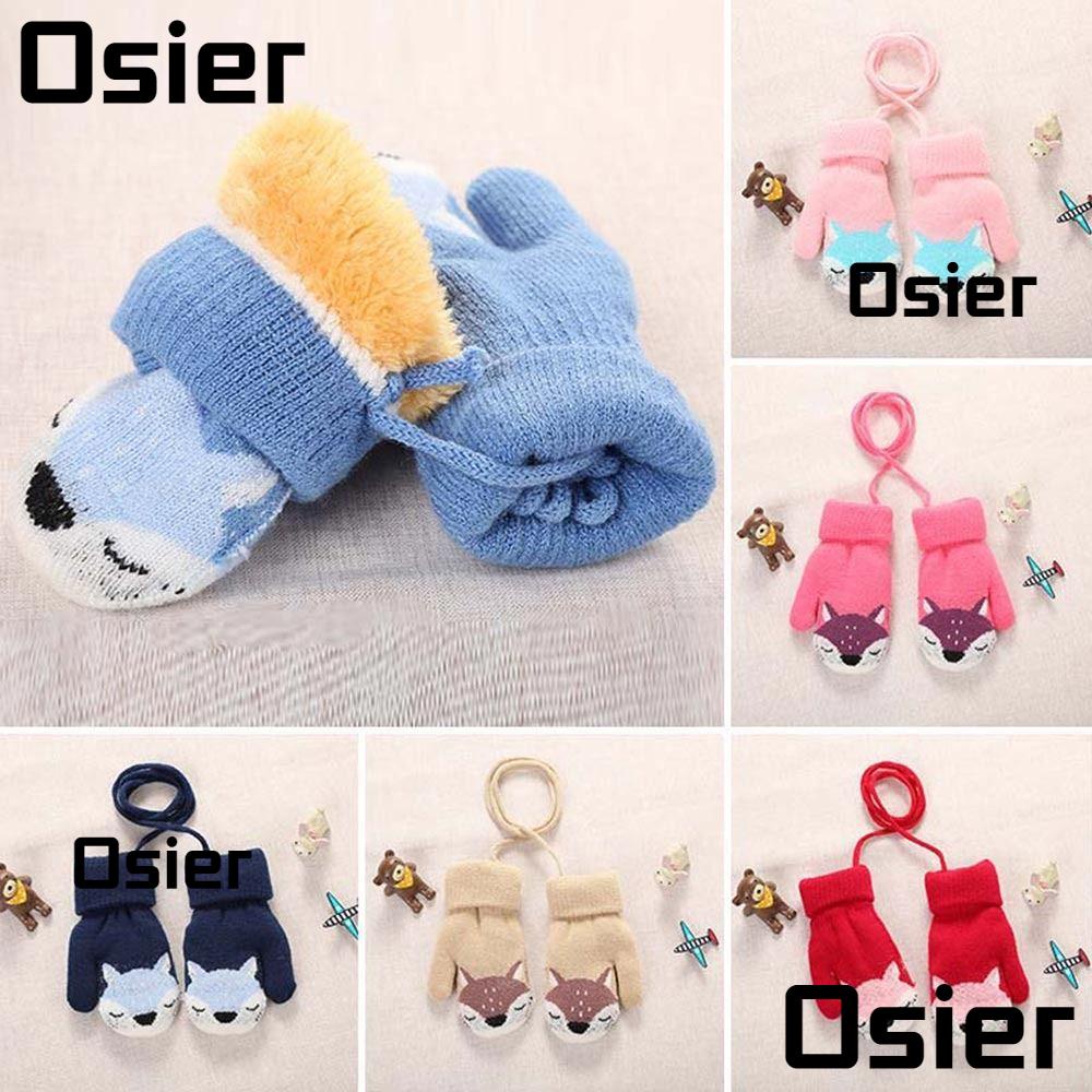 Osier1 ถุงมือ ผ้ากํามะหยี่ขนนิ่ม แบบหนา ให้ความอบอุ่น สําหรับเด็กอายุ 1-3 ปี