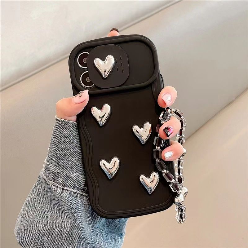 เคสโทรศัพท์มือถือนิ่ม ลายหัวใจ สีเงิน สําหรับ IPhone 11 1213 Pro MAX X XR XS MAX SE Apple 7 Plus 8 Plus IPhone 14 15Pro