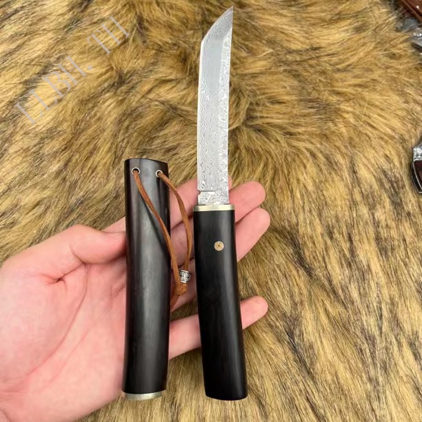 มีดกลางแจ้งเหล็ก m390มีดกลางแจ้งเหล็กดามัสกัสมีดป้องกันตัวแบบพกพาสำหรับตั้งแคมป์มีดคมมีดสะสม