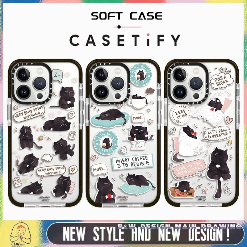 เคสโทรศัพท์มือถือแบบนิ่ม กันกระแทก ลายแมวน้อยมอคค่า สีดํา สําหรับ iPhone 15ProMax 15Pro 15Plus 15 14 13 12 11 Pro Max X XS XR