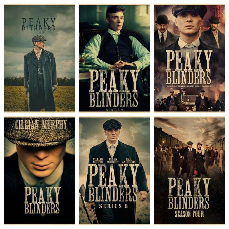 สติกเกอร์โปสเตอร์ภาพยนตร์ Peaky Blinders สไตล์วินเทจ ขนาด A4 สําหรับตกแต่งผนัง