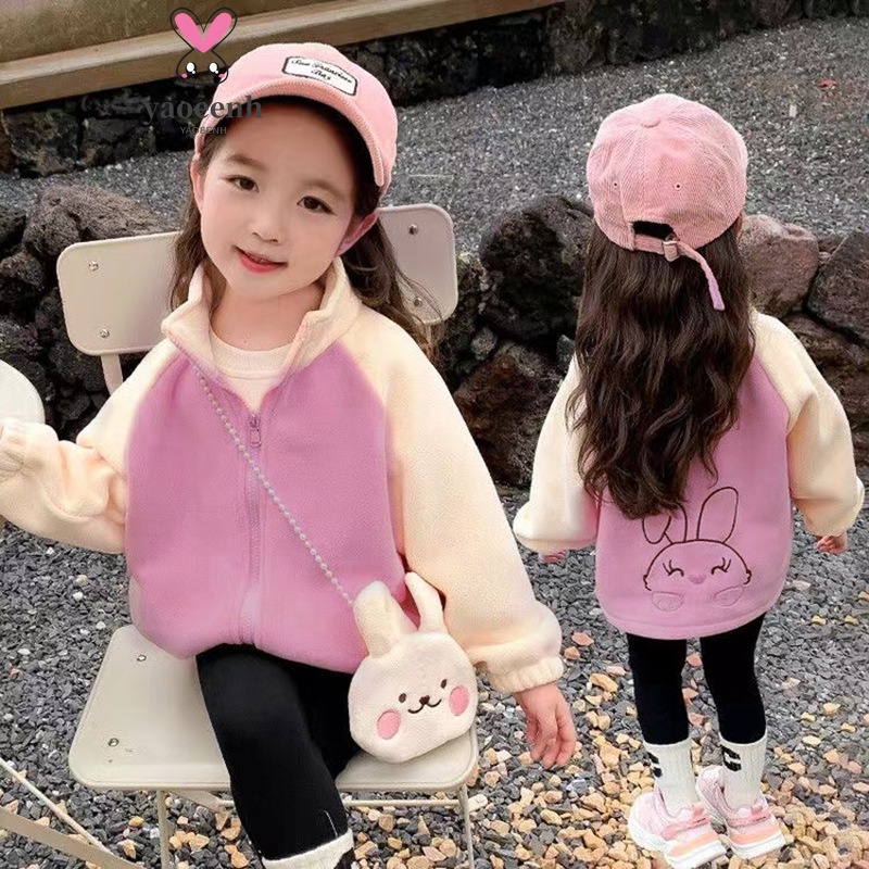 【YAOEENH】เสื้อแจ็กเก็ตคาร์ดิแกนลําลอง ผ้าฟลีซ แต่งซิป ขนาดเล็ก 100-150 ซม. ให้ความอบอุ่น แฟชั่นฤดูใบไม้ร่วง และฤดูหนาว สําหรับเด็ก พร้อมส่ง