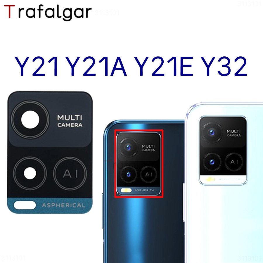 เลนส์กระจกกล้องด้านหลัง แบบเปลี่ยน พร้อมสติกเกอร์กาว สําหรับ vivo Y21 Y21A Y21E Y32 V2111 V2140 V2158A