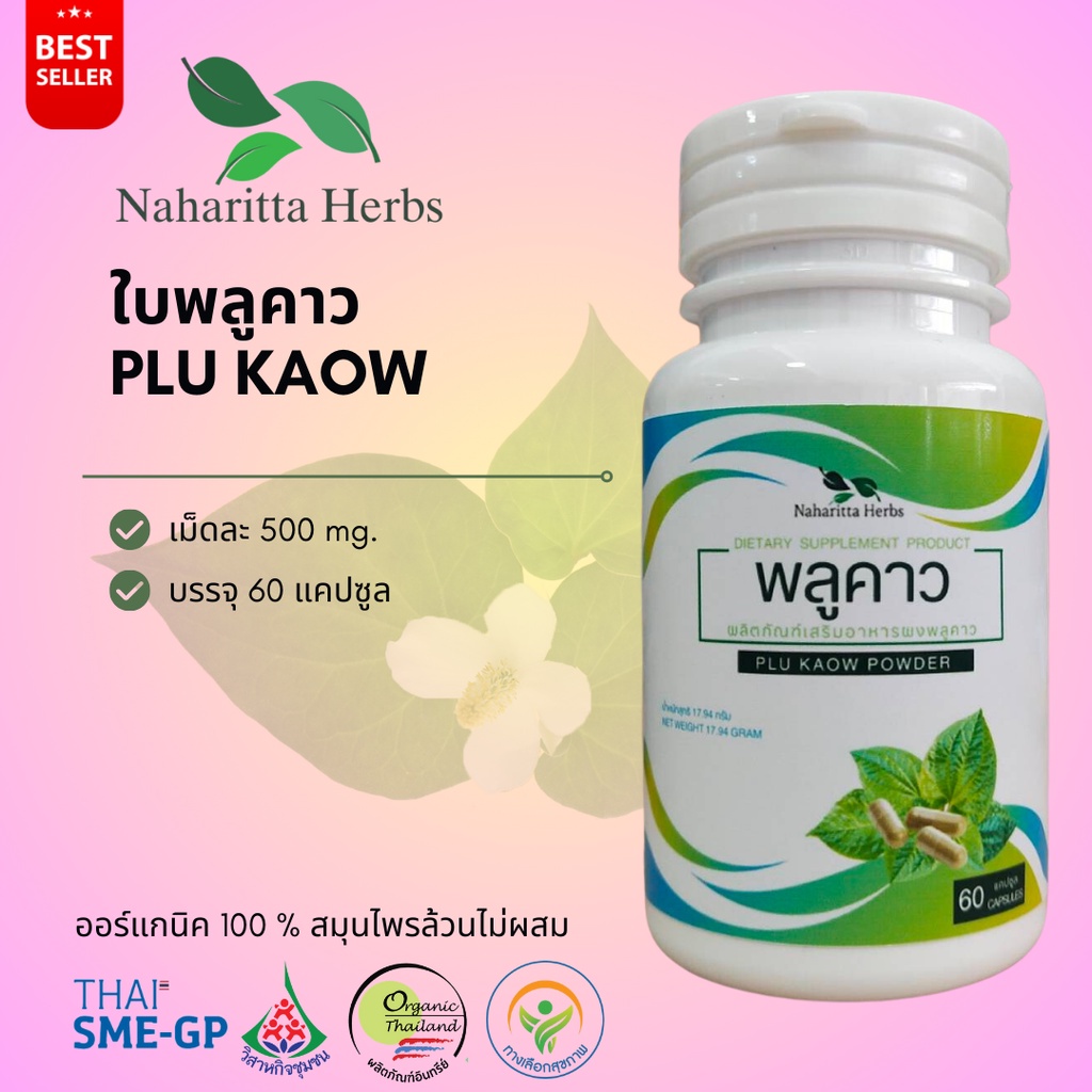 ใบพลูคาว PLU KAOW 100% 60cap. เลือกขนาดได้ในตัวเลือก สินค้าคุณภาพ พร้อมส่ง