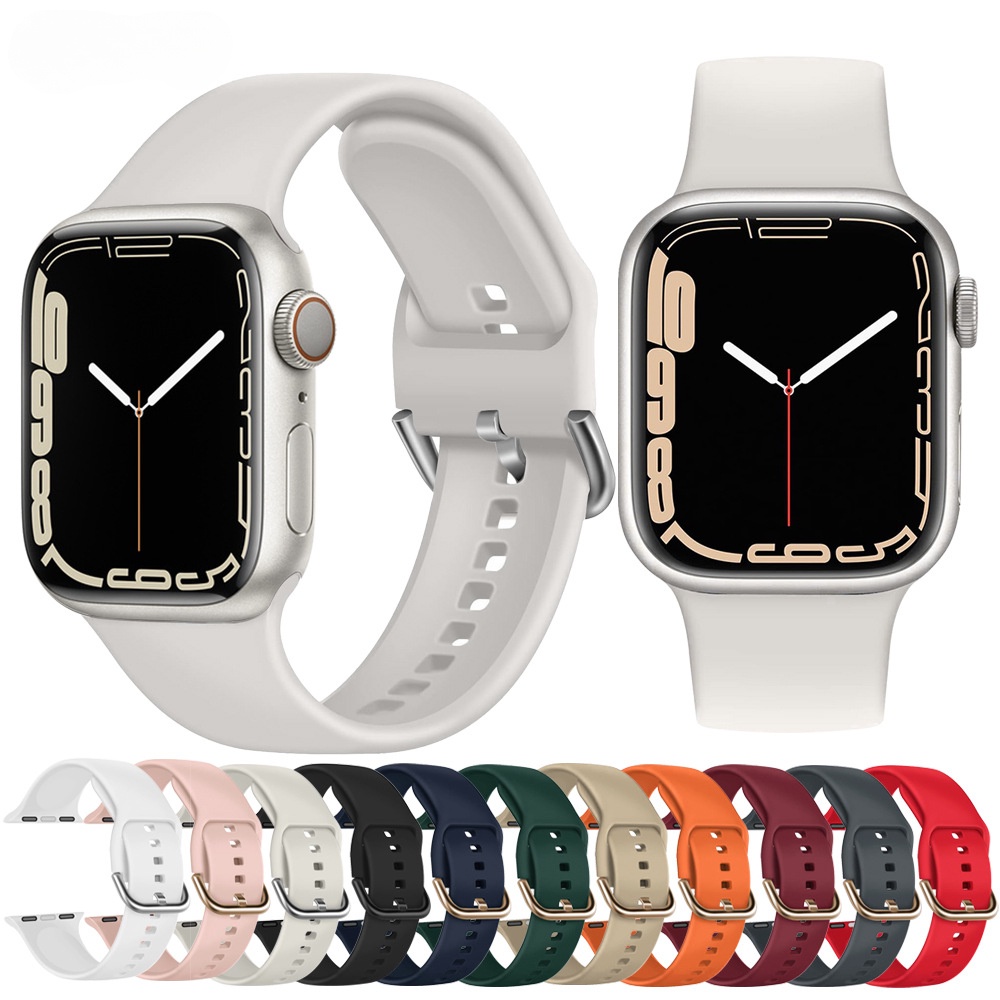 สายนาฬิกาข้อมือซิลิโคน สําหรับ iWatch Band 49 มม. 45 มม. 44 มม. 42 มม. 41 มม. 40 มม. 38 มม. iWatch Series Ultra 9 8 7 6 5 4 3 SE