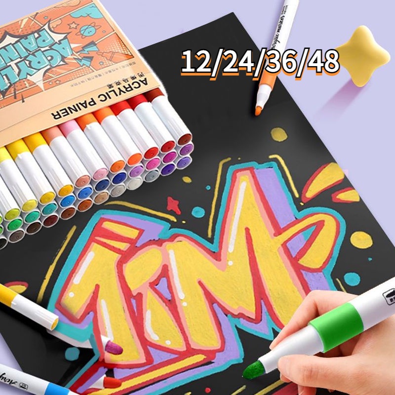 [LC] ปากกามาร์คเกอร์อะคริลิค 36 สี DIY สีปากกาวาดกันน้ำ