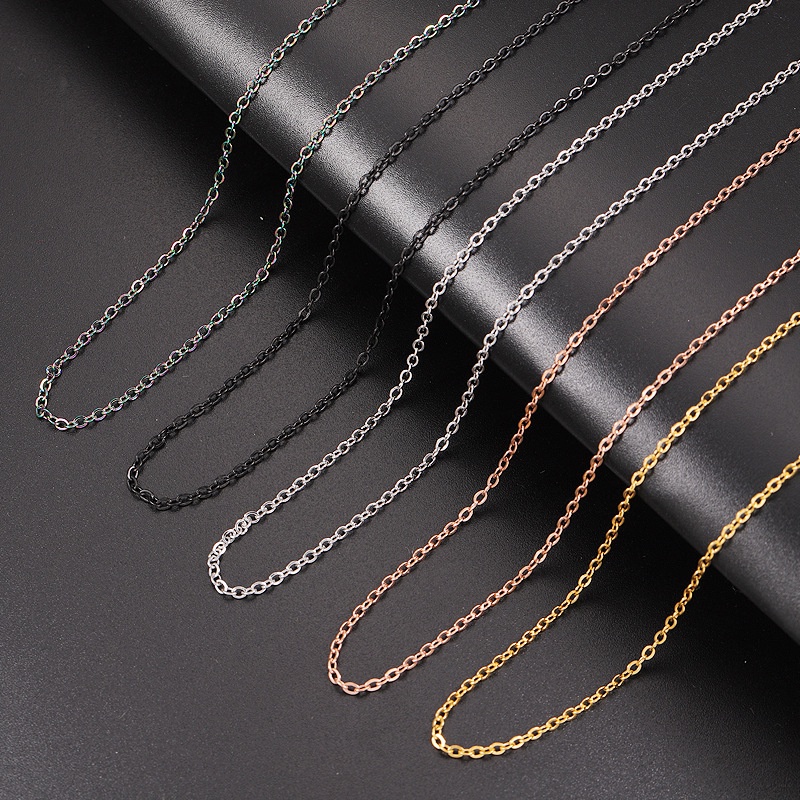 50 ซม./55 ซม.สแตนเลส O-Chain ทองไทเทเนียมเหล็กสุภาพสตรีสร้อยคอ Clavicle CHAIN สร้อยคอทองสร้อยคอสีดําสร้อยคอเงิน