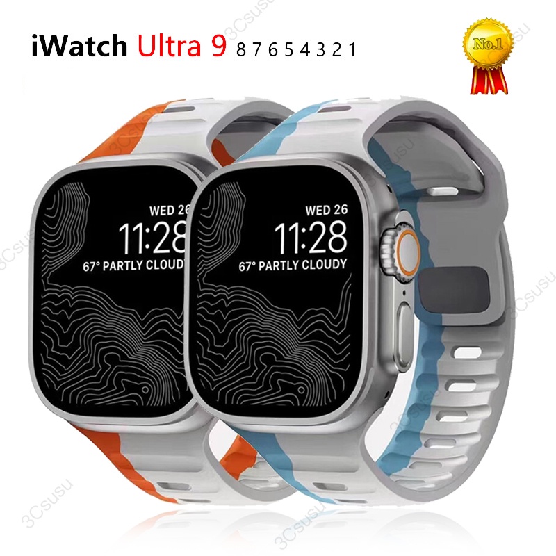 สายนาฬิกาข้อมือยางซิลิโคน แบบเปลี่ยน สําหรับ Apple Watch 9 8 7 6 SE 5 4 40 มม. 44 มม. 41 มม. 45 มม. i Watch series 1 2 3 38 มม. 42 มม. Apple Watch Ultra Ultra2 49 มม.