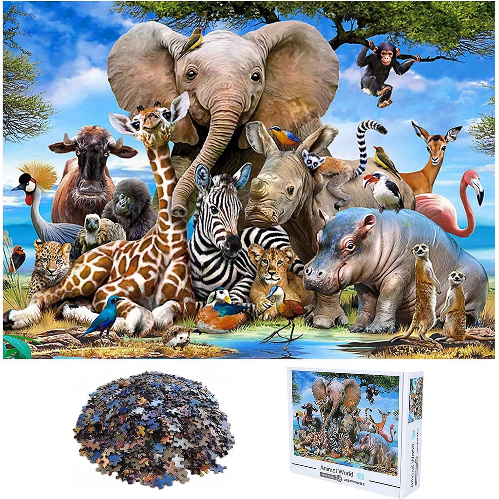 1000 Pieces Animal World Jigsaw Puzzles for Adults Home Decor Games Family Fun Floor Puzzles Educati