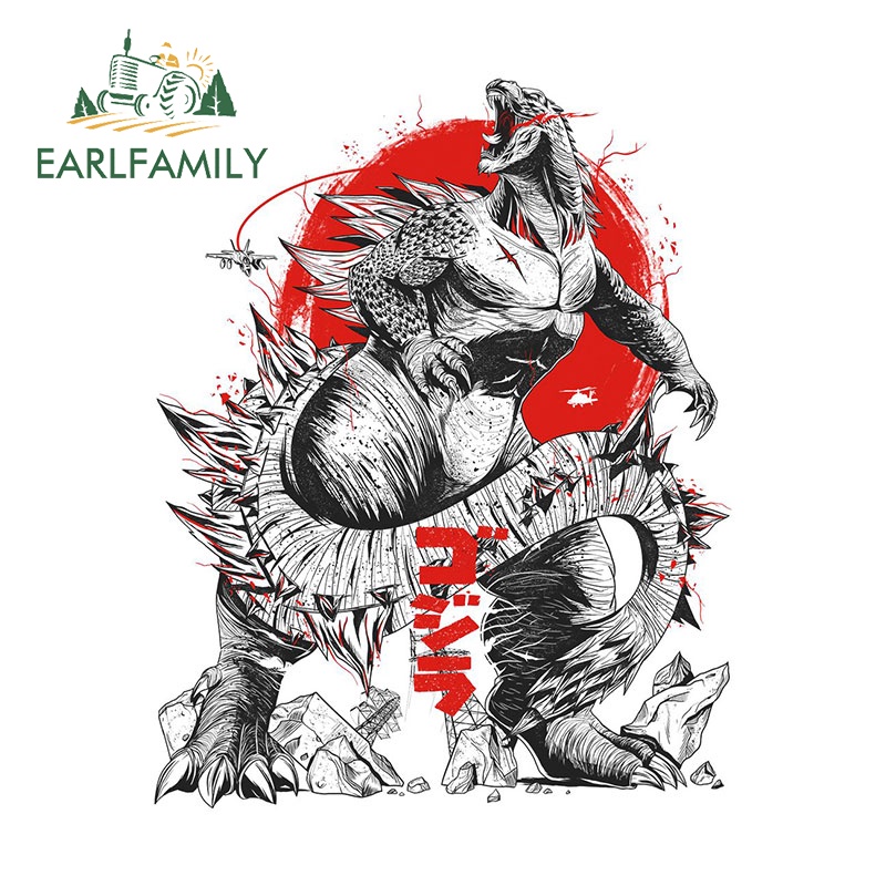 Earlfamily สติกเกอร์ กันน้ํา กันรอยขีดข่วน ลาย Monster Gojira 13 ซม. x 10.2 ซม. สําหรับตกแต่งรถยนต์ แล็ปท็อป รถเข็น