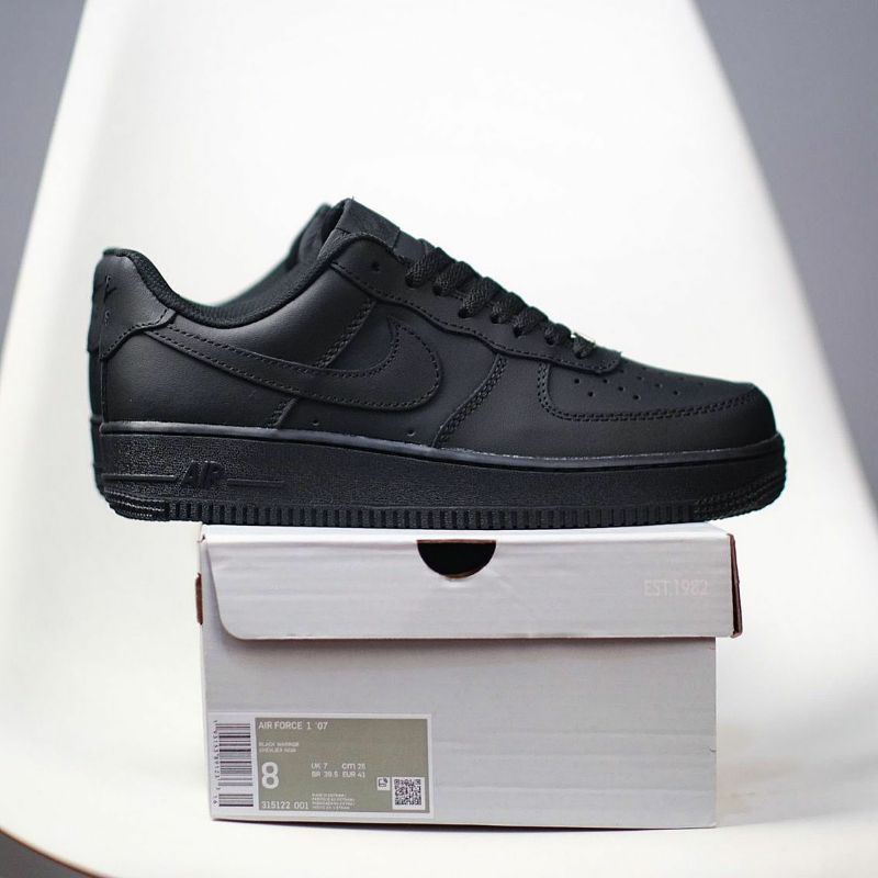 Sepatu Nike Air Force 1 07 สีดำล้วนของแท้ Unisex
