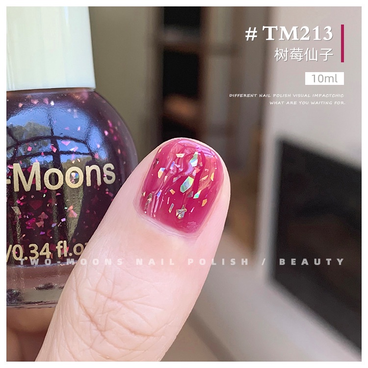 🌈ส่งจากไทย Two moons แบบมีกลิตเตอร์ สีทาเล็บกึ่งเจลสไตล์เกาหลี ทาเองได้ ไม่ต้องใช้เครื่องอบ สีสวยเหมือนไปทำที่ร้าน 💅🏻 - รูปที่ 2