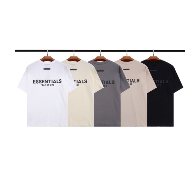 เสื้อยืดคอกลม แขนสั้น ผ้าฝ้ายแท้ พิมพ์ลาย FOG Double line ESSENTIALS High Street ทรงหลวม สําหรับผู้ชาย