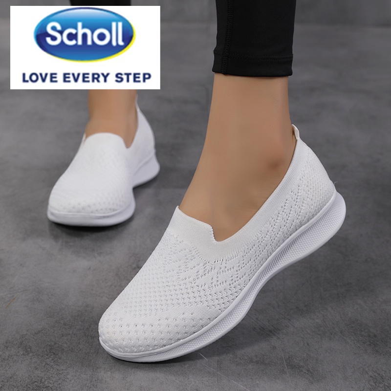 Scholl รองเท้าผ้าใบลําลอง ส้นแบน สไตล์เกาหลี สําหรับสตรี เหมาะกับการเล่นกีฬา ไซซ์ EU 40 41 42