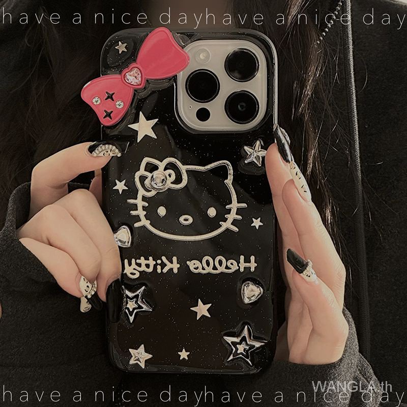 เคสป้องกันโทรศัพท์มือถืออีพ็อกซี่ ลายแมวคิตตี้ สําหรับ iPhone 15 14 13 12 11 8 7 6 X xs Max pro promax xs
