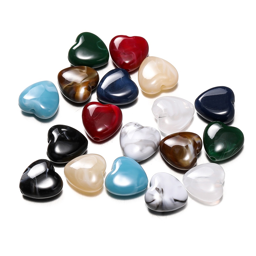 St.kunkka 20 ชิ้น 14 มม.วัสดุหินเลียนแบบ Love Heart ลูกปัดอะคริลิค Love Heart ลูกปัดสําหรับเครื่องประดับ DIY ทําสร้อยข้อมือสร้อยคอ