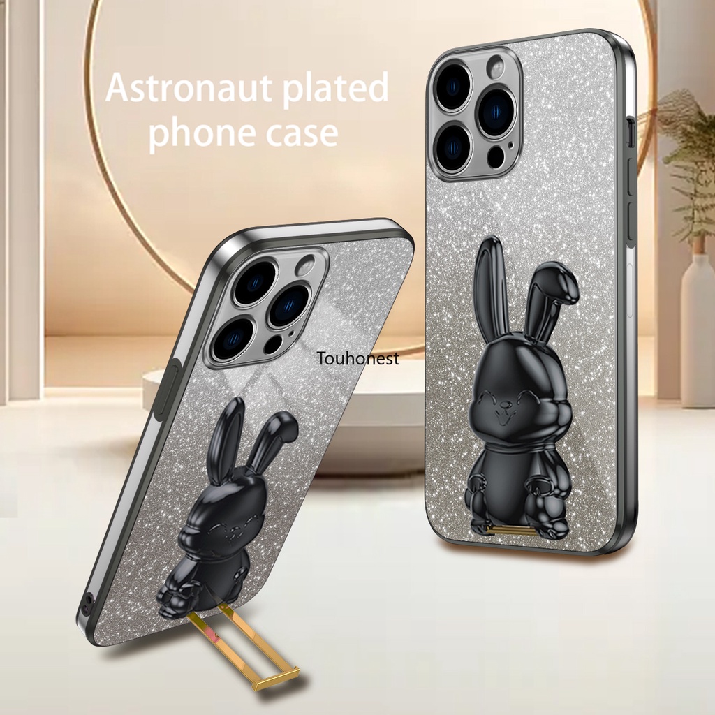 เคส For Apple เคสไอโฟน iPhone 14 Pro Max เคส iPhone 15 Pro Max Casing iPhone 14 Plus Case iPhone 15 Plus Case iPhone 13 Mini Case iPhone X Case iPhone XS Case iPhone XR Case Cartoon Bunny Stand Lazy Bracket Cute Rabbit Holder Phone Cover Cassing Case VX