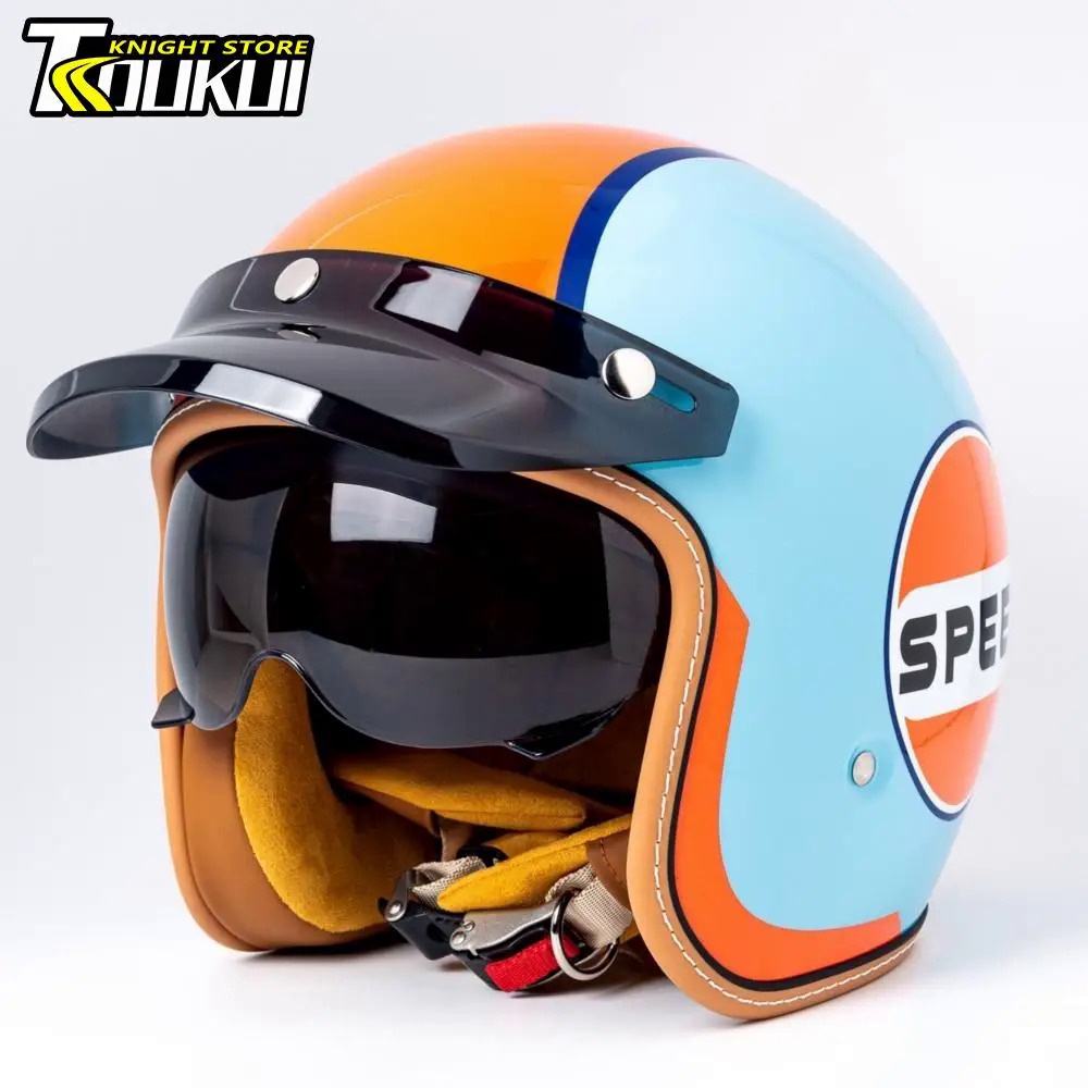 Motorcycle Helmet Scooter Four Seasons Capacete De Moto Scooter Helmet Motorcyclist Open Face Retro 