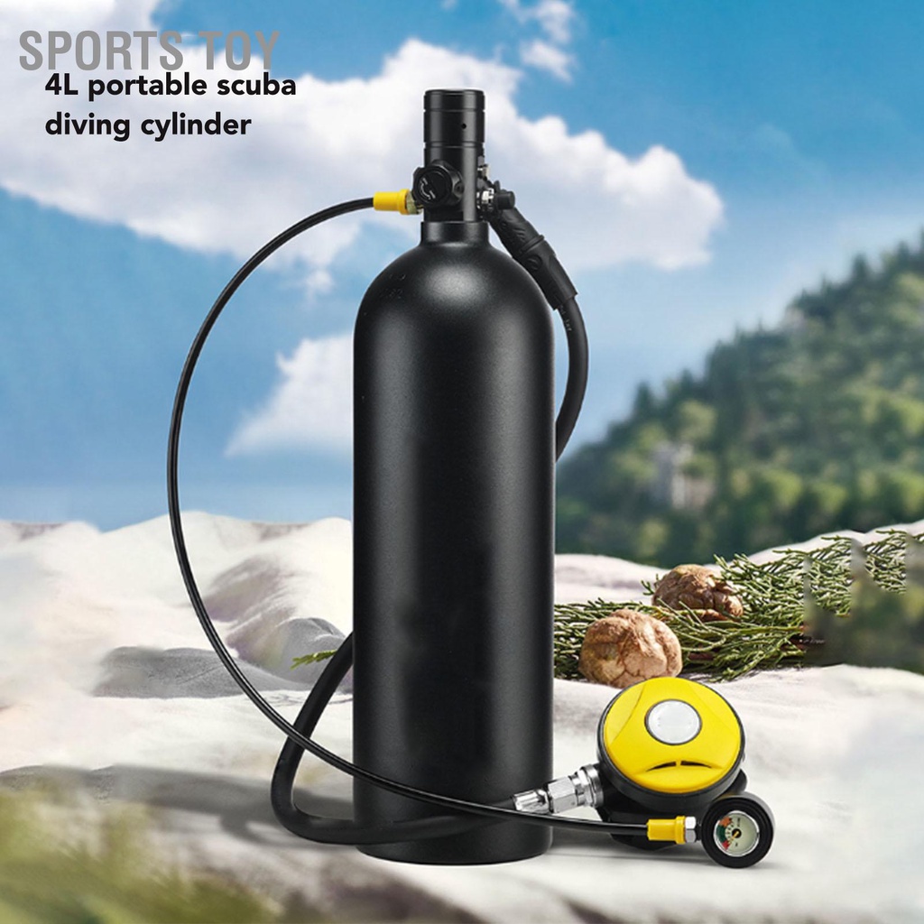 Sports Toy แบบพกพาถัง Scuba 4L ออกซิเจนกระบอกดำน้ำถังอุปกรณ์ชุดแว่นตาด้านหลังสำหรับดำน้ำใต้น้ำ Breath Training