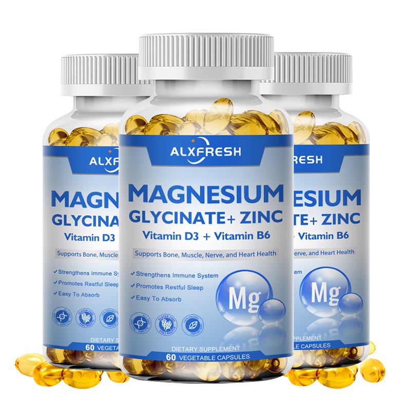 Alxfresh Magnesium Glycinate 500mg ผลิตภัณฑ์เสริมอาหารสําหรับผู้หญิงและผู้ชายการนอนหลับธรรมชาติสนับสนุนสุขภาพกระดูกภูมิคุ้มกันอารมณ์สนับสนุนสุขภาพหัวใจ