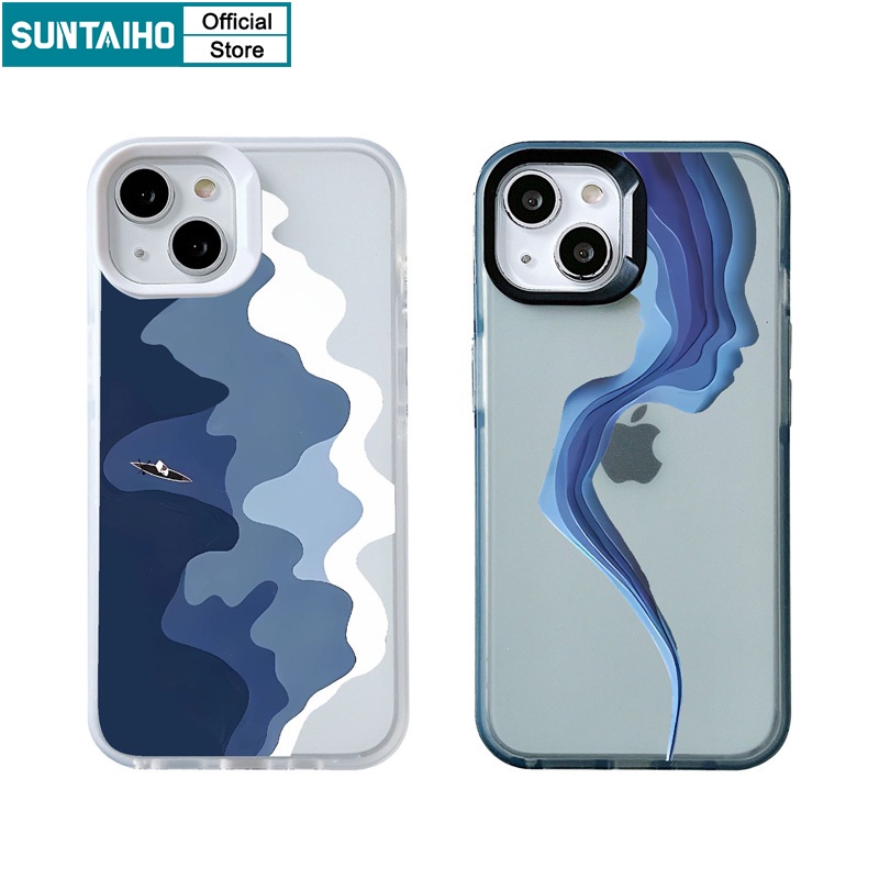 Suntaiho เคสไอโฟน เคสโทรศัพท์มือถือ ซิลิโคนนิ่ม TPU ใส กันกระแทก ลายคลื่นหน้า สําหรับ Iphone 15 14 12 13 11 Pro Max IP 7 8 Plus Iphon X Xs XR Xs Max