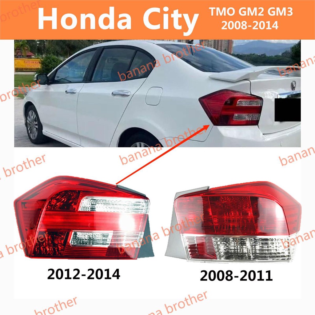 ไฟท้าย ไฟเบรก ไฟหยุด สําหรับ Honda City TMO GM2 GM3 Sedan 2008-2014 เสื้อ​ไฟท้าย ไฟท้าย​แต่ง ไฟท้ายไฟเบรค​ ไฟเลี้ยว Taillamp Taillight ไฟท้าย​ พร้อมทับทิม ไฟท้ายกันชนหลังสําหรับ​ ทับทิมในฝาท้ายไฟท้าย