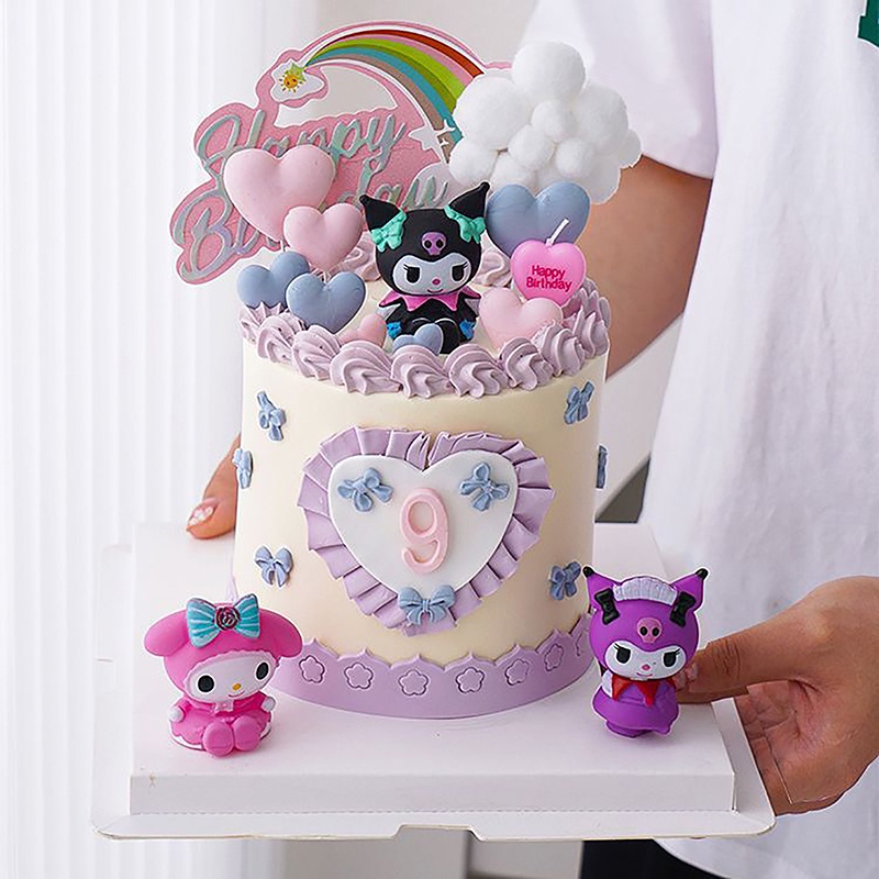 5 ชิ้น/เซ็ต Mini Action Figuren ตุ๊กตา 4 ซม.Kitty Kuromi melody Cinnamoroll เค้กตกแต่งเดสก์ท็อปของเล่นรถตกแต่งวัสดุ Pvc สําหรับของขวัญเด็ก - รูปที่ 4