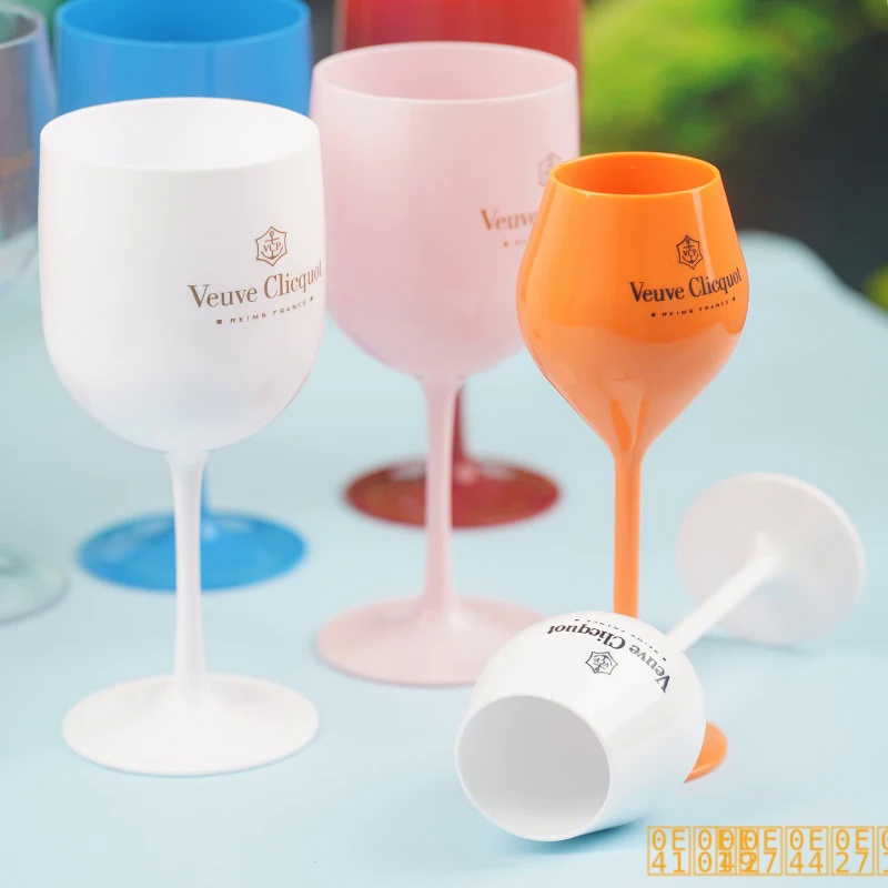 !! # @ Veuve Clicquot ขลุ่ยแว่นตาแก้วไวน์พลาสติกเครื่องล้างจานปลอดภัยสีขาวอะคริลิแก้วแชมเปญใสไวน์ Gl