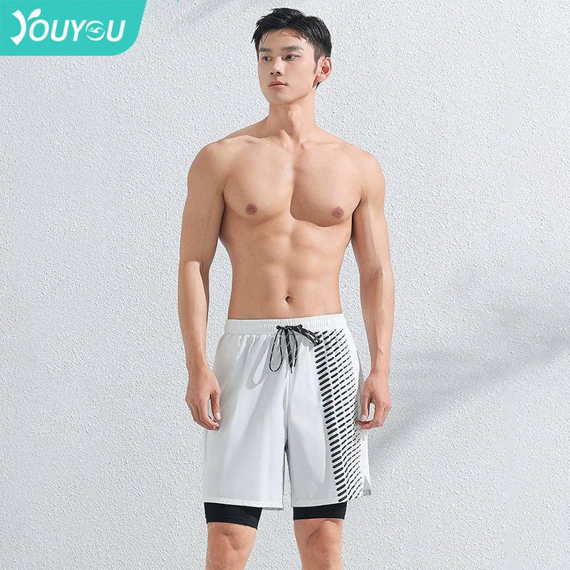 กางเกงว่ายน้ํา ทรงหลวม สองชั้น ป้องกันความอับอาย สําหรับผู้ชาย 2023