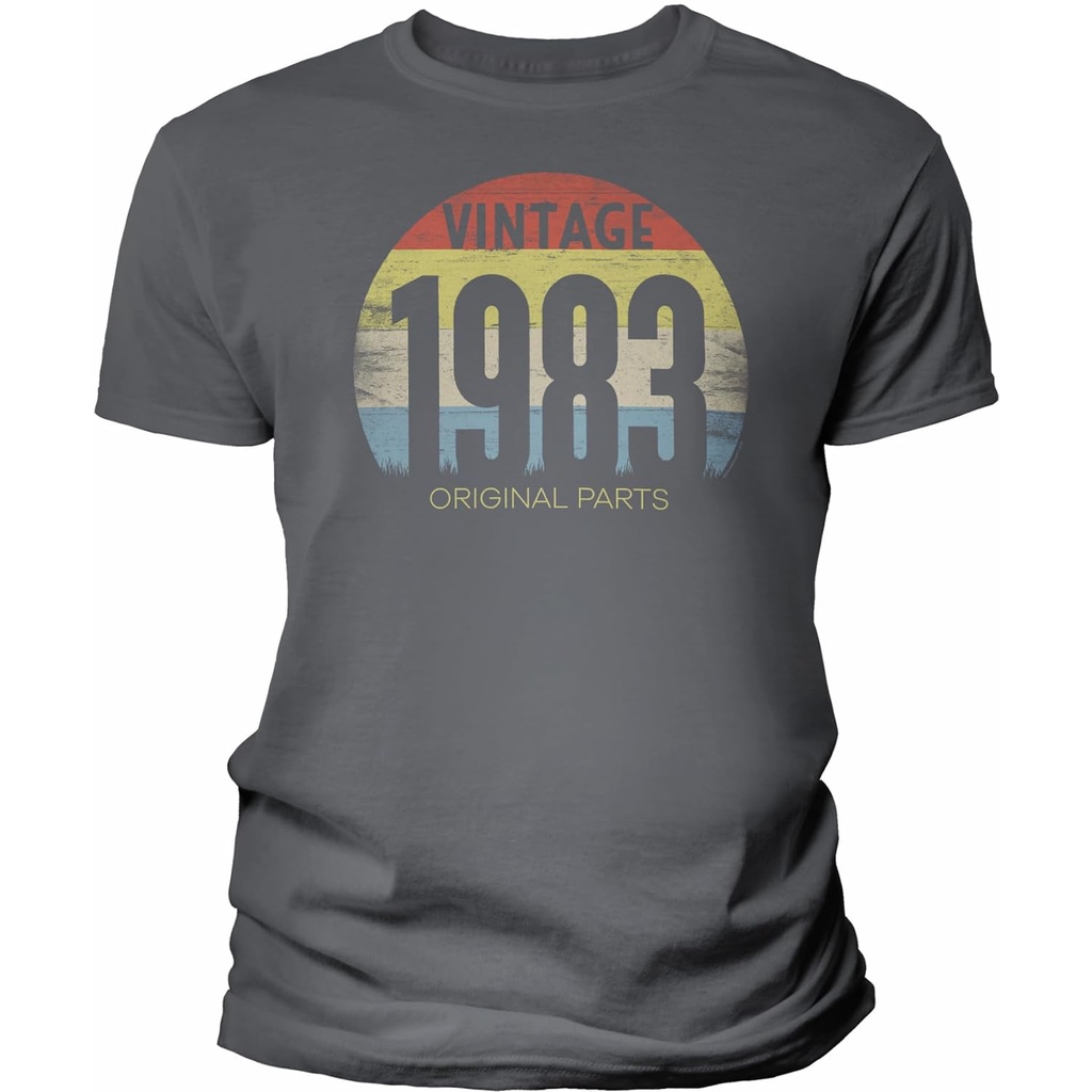 เสื้อยืดผ้าฝ้ายผู้ชาย 40th Birthday Mens Tshirt - Vintage 1983 Parts Retro Birthday - 017-40th Birth
