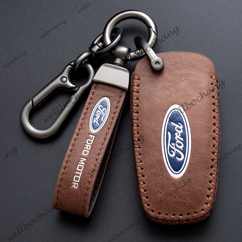 เคสกุญแจรีโมทรถยนต์ หนังวัวแท้ แบบพับได้ สําหรับ Ford Ranger Wildtrak Ecosport Focus Fiesta Everest Escape Kuga Mondeo Transit Fob