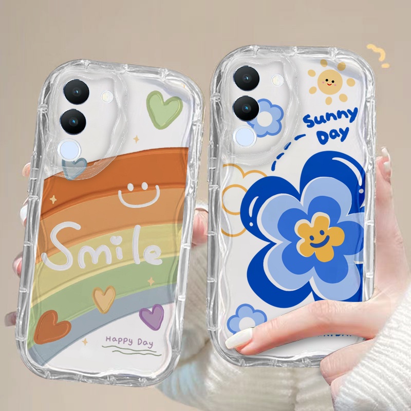 เคส Vivo V29E V29 PRO 5G เคสโทรศัพท์มือถือแบบนิ่ม ใส ลายดอกไม้ สีรุ้ง แมว กาแฟ แฟชั่น สําหรับ