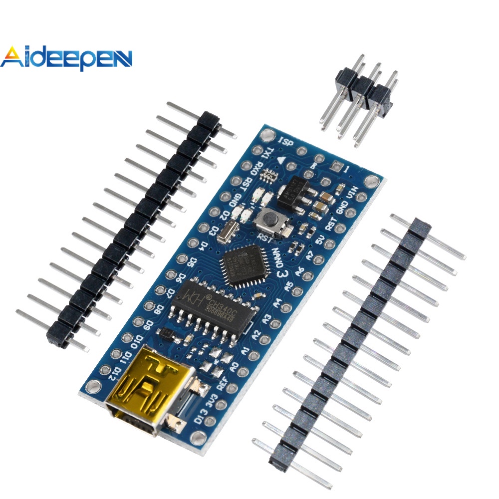 Aideepen [จัดส่ง] Arduino Nano V3.0 CH340C ATmega168 เมนบอร์ดอินเตอร์เฟซ USB ขนาดเล็ก ไม่มีหัวแร้ง